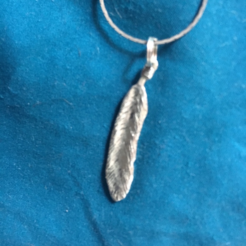 Silver feather necklace